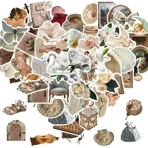 Vintage Sticker, 50pcs/set Waterproof Scrapbook Aesthetic Sticker, Decorative Stickers for Daily Planner, Water Bottles, Handbook Junk Diary