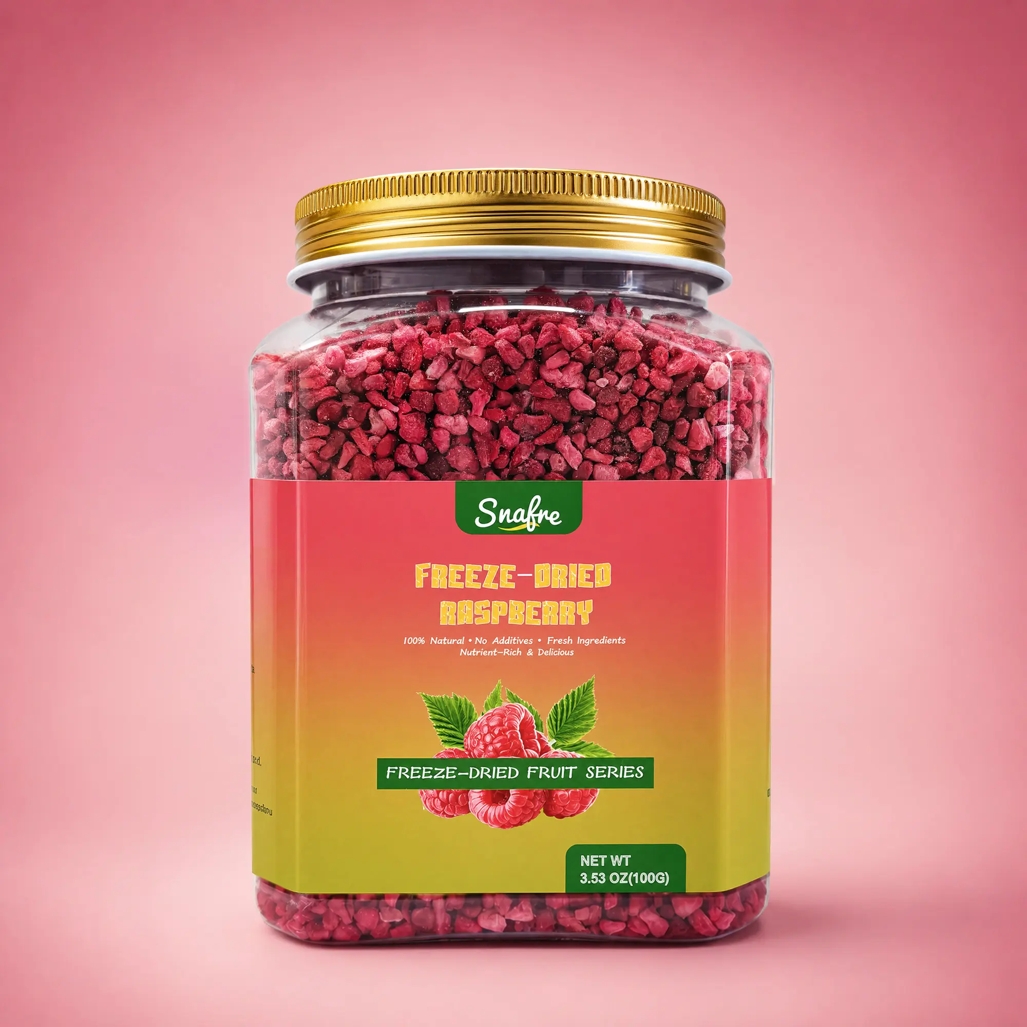 SNAFRE Freeze Dried Raspberry Crumble 3.53 oz (100g) - 100% Real Fruit No Added Sugar Crispy Berry Topping for Baking Desserts & Yogurt