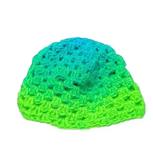 Green Ombré Gradient Beanie - Crocheted Hat with Colorful Gradient Design