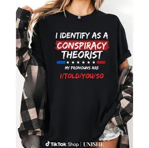 Casual 100% Cotton Tee for Men with Clever 'I Identify As A Conspiracy Theorist' Text