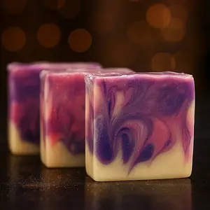 Galaxy Soap - Out of This World Leather Sandalwood & Lemon Handcrafted with Olive Lard Coconut Palm & Castor Oils Cosmic Swirls