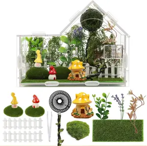 16-in-1 Jumping Spider Enclosure Kit, Acrylic Cabin-Style Terrarium with Sloped Roof & Magnetic Sliding Door, Complete Accessories Set for Reptile, Mantis, Tarantula, Arboreal Habitat