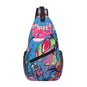 Invader Zim Crossbody Chest Bag Full Print Lightweight Durable Water Resistant Everyday Carry for Travel and Adventure
