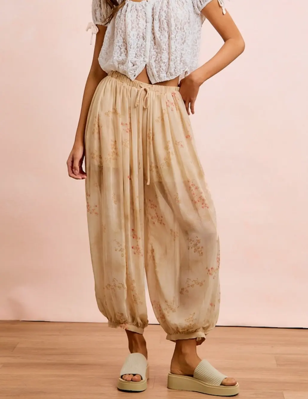 Chiffon Floral Balloon Pant