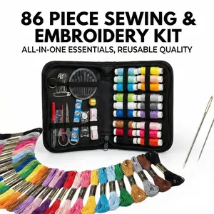 110-Piece Sewing & Embroidery Kit with Thread Portable Zipper Case Needles Scissors & Repair Essentials for Crafting Enthusiasts