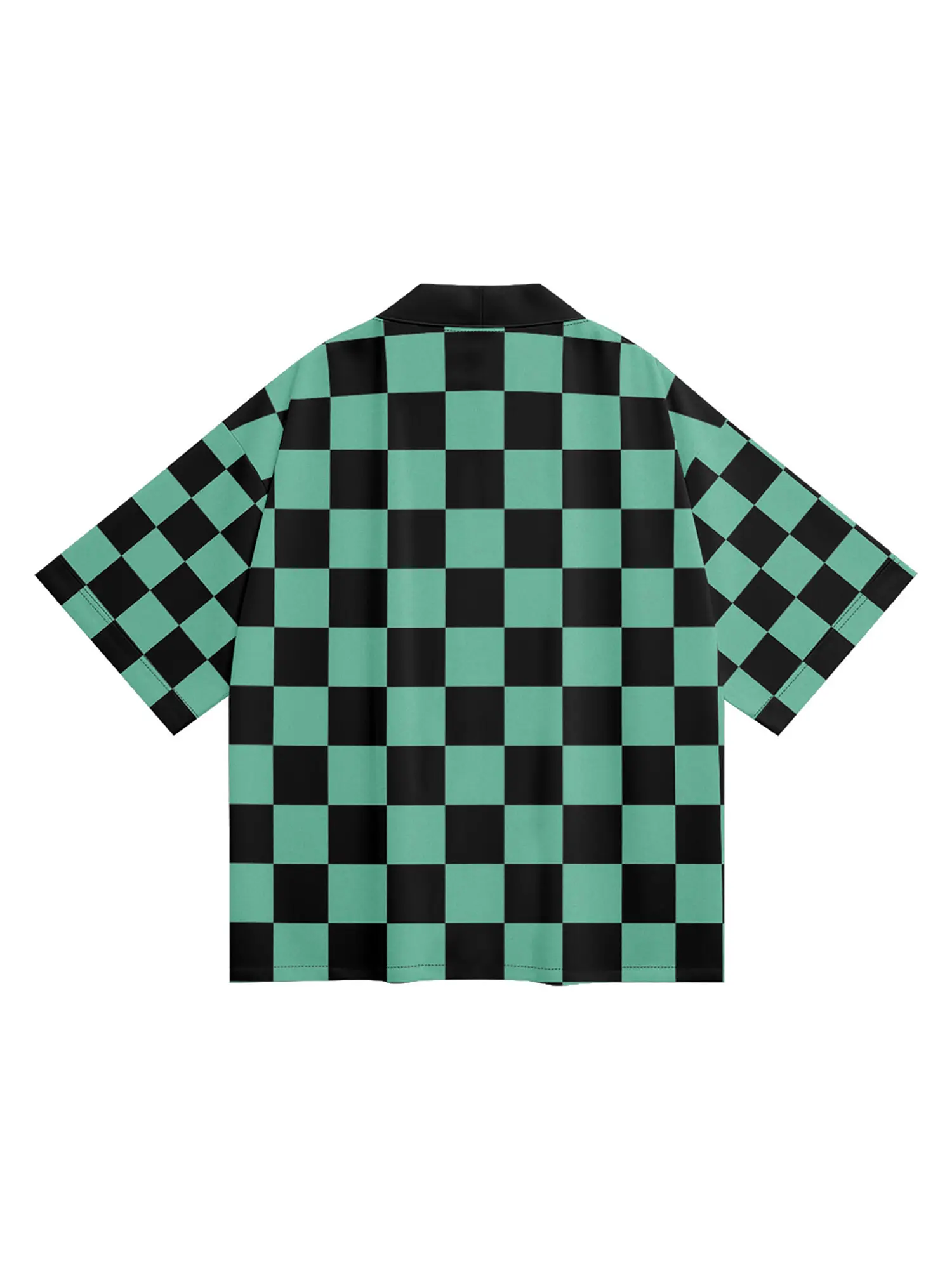 K33 Niepce Green Japanese Streetwear Lightweight Green Checker Kimono for Men