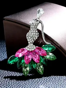 Elegant Rhinestone Decorated Brooch, Fashionable Flower Design Brooch for Party, Daily Clothing Decor, Trendy All-match & Exquisite Brooch for Gift, Flower Brooch Pin, Charms
