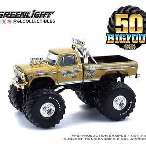 Greenlight 1:64 Kings of Crunch – Bigfoot #1 50th Anniversary – 1979 Ford F-250 Monster Truck – Gold Metallic – (Hobby Exclusive)