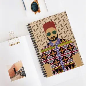 Phillipe(Sand) on Cork Mudcloth - Front Cover Print - spiral Notebook - Ruled Line lined notebook planner notebook