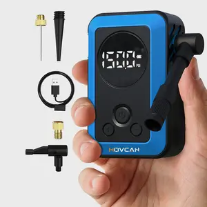 Mini Bike Pump with Gauge, 150PSI Electric Bike Pump Portable, 33s Fast Inflation, Rechargeable Battery, Presta & Schrader Valve Compatible for Bicycle, MTB, E-Bike,