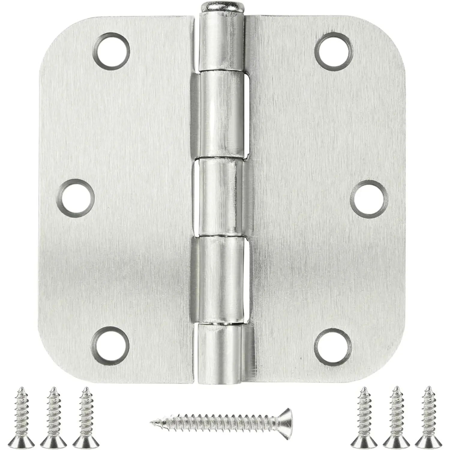 Door Hinge 3 1/2" 18 Pack Rounded Door Hinges Satin/Brushed Nickel 3.5" x 3.5 Inch Hinges for Doors Interior 5/8" Radius Corners Residential Silver Heavy Duty Steel,Reversible Removable Pin Hinge Gold