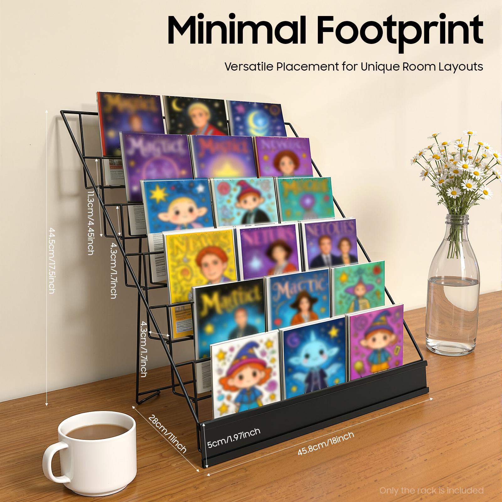 6 Tier Tabletop Book Rack 44lbs Capacity for Magazines Records Office Home 6 Tier Tabletop Book Rack 44lbs Capacity for Magazines Records Office Home