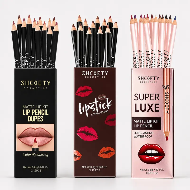 12-Piece Plumping Lipliner Pencil Multi-Pack for Fuller, Sexier Lips, Matte, High-Pigment, Smudge-Proof Beauty Product, Lip Contour & Plumping Lip Definer for All Skin Types