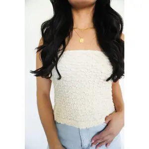Smocked Fabric Tube Top - Cream