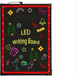 LED Message Writing Board, 1 Set Illuminated Erasable Lighted Chalkboard, Drawing Board with 3 Fluorescent Chalk Markers, Office Supplies