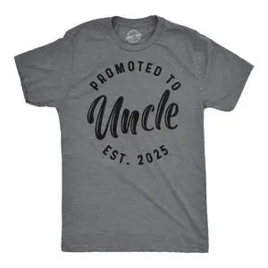 Mens Funny T Shirts Promoted to Uncle 2025 Sarcastic Family New Baby Graphic Tee for Men Mens Funny T Shirts Cool Vintage Fashion T-Shirt Gift Classic Menswear Dad Joke Apparel for Men Funny Uncle Short Sleeve Dark Grey