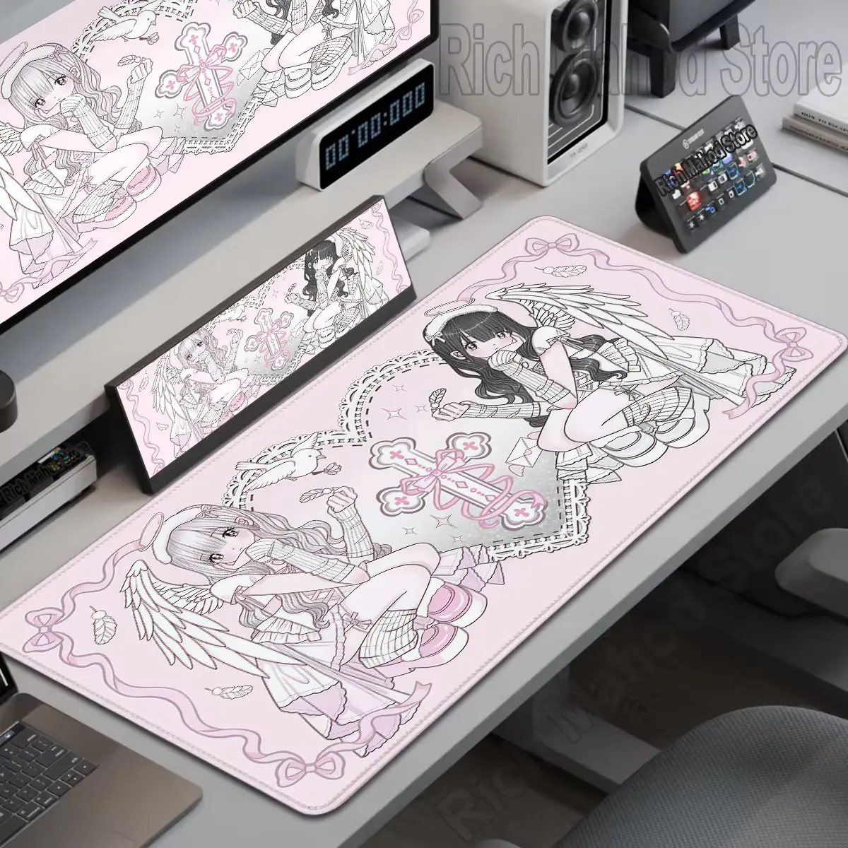 Cute Anime Girl Large Mouse Pad Kawaii Computer Mousepad XXL Rubber Mouse Mat 900x400mm Locking Edge Keyboard Pad Desk Mat