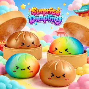 Smiling face emoji Big Dumpling Squishy - Mystery Bun Fidget Toy, Soft TPR Material, Stress Relief, Unboxing Surprise,Random Style.suitable for exchange gifts,Valentine's Day and Easter and Mother's Day gifts