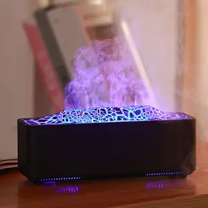 Flame Humidifier – Aromatherapy Volcanic Stone Essential Oil Diffuser with Colorful LED Light, Adjustable Mist Modes for Relaxation and Stress Relief, Perfect Home Decor for Creating a Tranquil Atmosphere. Ideal Holiday, Christmas, and Halloween Gift.