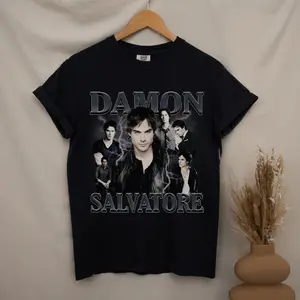Damon Salvatore Shirt, Salvatore Brothers Tee, The Vampire Diaries Shirt, TVD Gift, Vintage Trendy Shirt, Team Damon, Cotton Fabric T-Shirt Menswear Top Unisex Tshirt