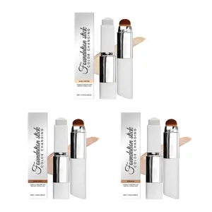 Korean Color-Adapting Foundation Stick with Built-in Brush — Achieve a Luminous, Glowing Complexion | 2-in-1 Waterproof, Long-Lasting, and Hydrating Base Makeup | Dual-Ended Foundation & Concealer Stick