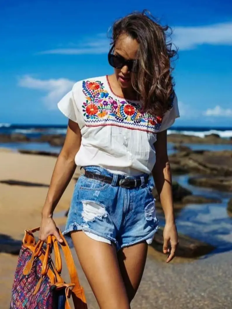 Traditional Handmade Embrodery Mexican Blouse