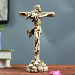 1 piece of cross statue, Jesus tabletop scene decoration, resin statue tabletop ornament, tabletop scene decoration, unique holiday gift, home prayer church decoration, indoor tabletop display
