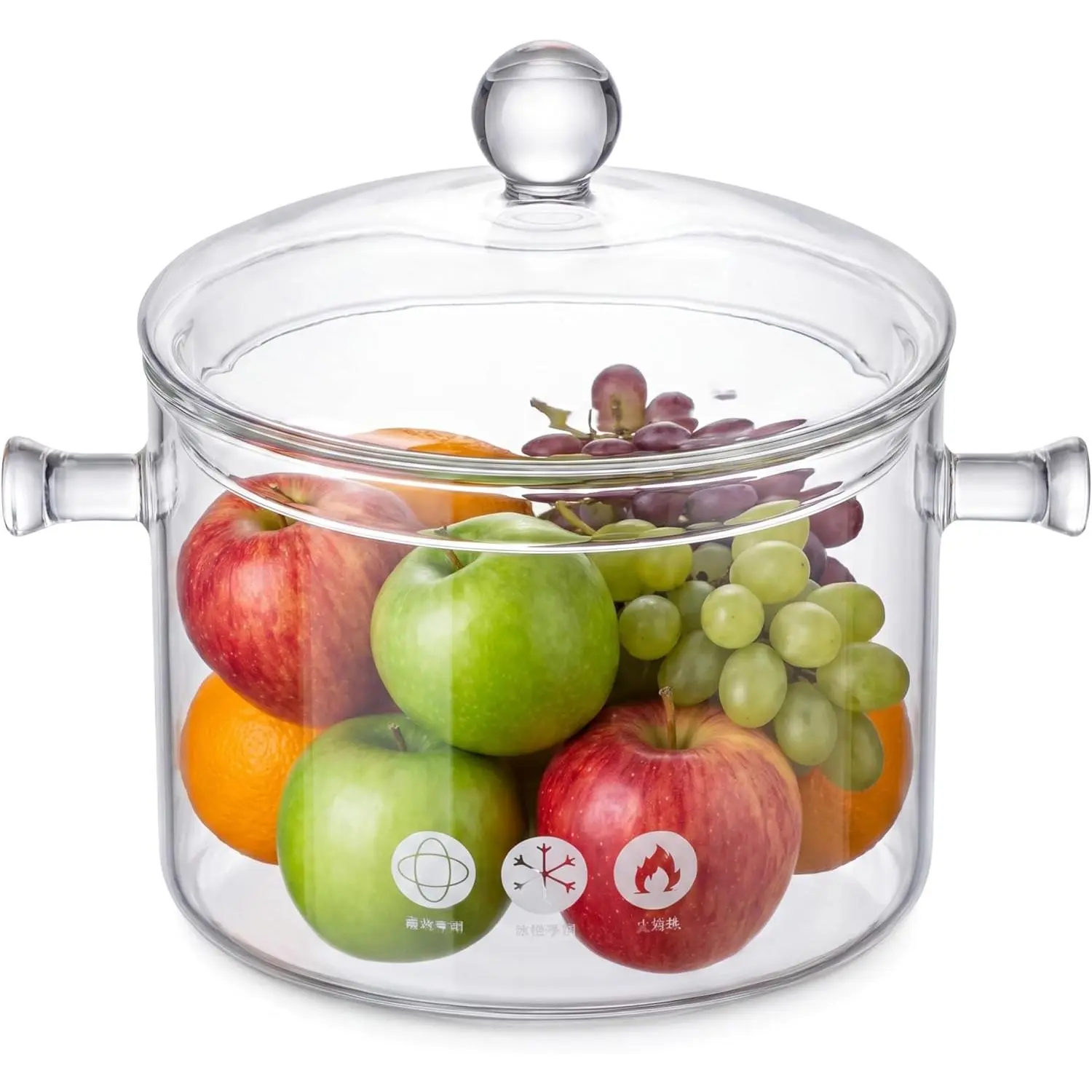 Glass Saucepan with Cover, 1.5L/50OZ Heat-Resistant Borosilicate, Glass Pots for Cooking  Stove Cookware Set Stovetop Pot for Soup, Pasta (1.5L/50OZ)