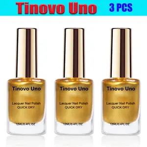 Must - Have! Tinovo Uno Quick - Dry Nail Polish 3 Bottles, 36ml Total (12ml×3) Unbelievable Gold Shimmer! (US Local warehouse shipping)