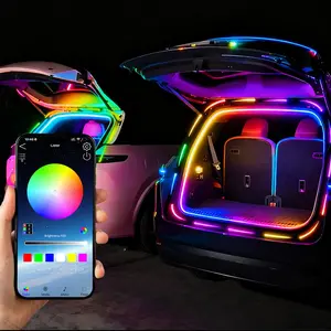 400cm/157.48inch Car LED Strip Lights, Dynamic Flowing Trunk Light, Multicolor Flexible Ambiance Lighting, Ideal for Holidays & Events, LED Car Ambient Light, Car Decorative Light, Car Lighting Accessories