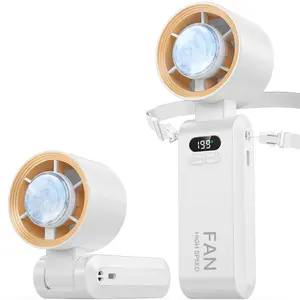 Kimguard Handheld Portable Fan with Ice Cooler,Speed (1-199) 5500mAh Rechargeable Personal Fan,[20H Cooling Time] Super Mini Yet Powerful [20000 RPM] Small Pocket Fans for Travel/Outdoor/Office,White