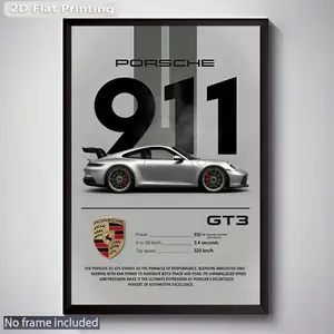 1pc 2D graphic design, frameless poster print decoration picture Porsche 911 GT3 Poster 911 GT3 Home decoration, wall decoration for living rooms, bedrooms, offices, restaurants and bars, artworks, perf