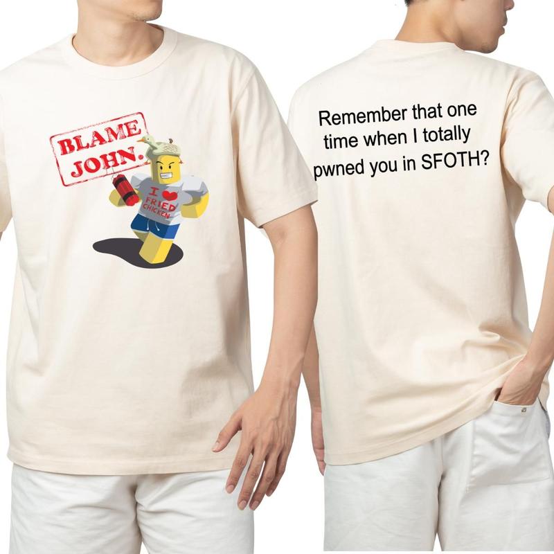 [Sale Up To 50%] [100% Cotton] Shedletsky Blame John Shirt Roblox Gift for Men Gift for her Unisex Daily T-Shirt