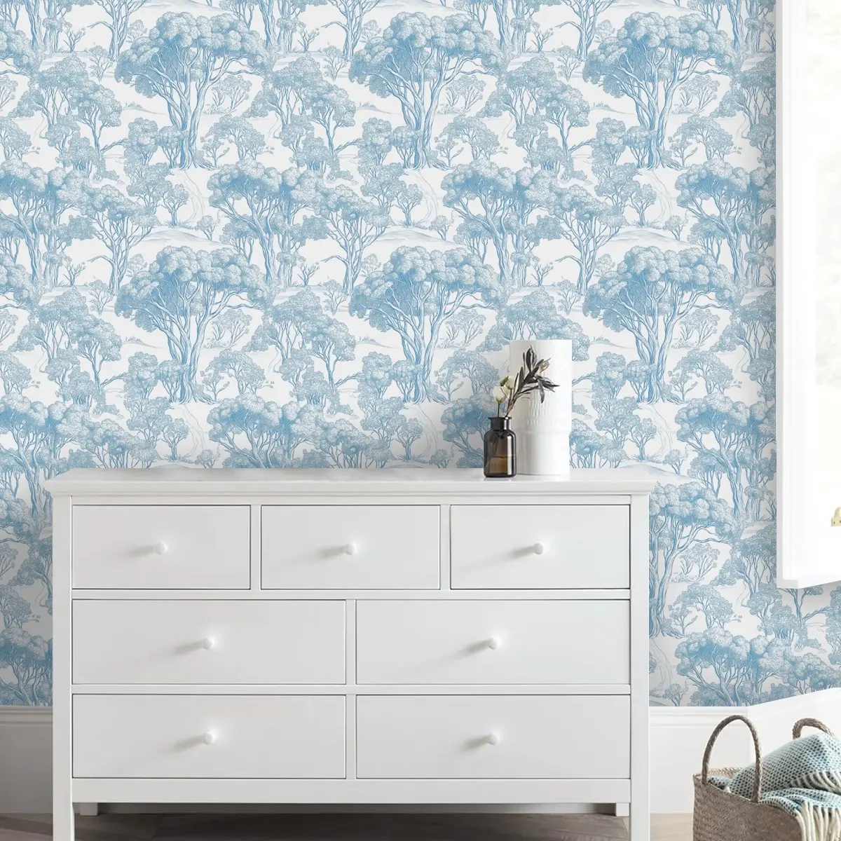 Forest Tree Pattern Wallpaper, Self-adhesive Wallpaper, Waterproof Wall Sticker for Bedroom, Living Room, Kitchen Wall Decoration