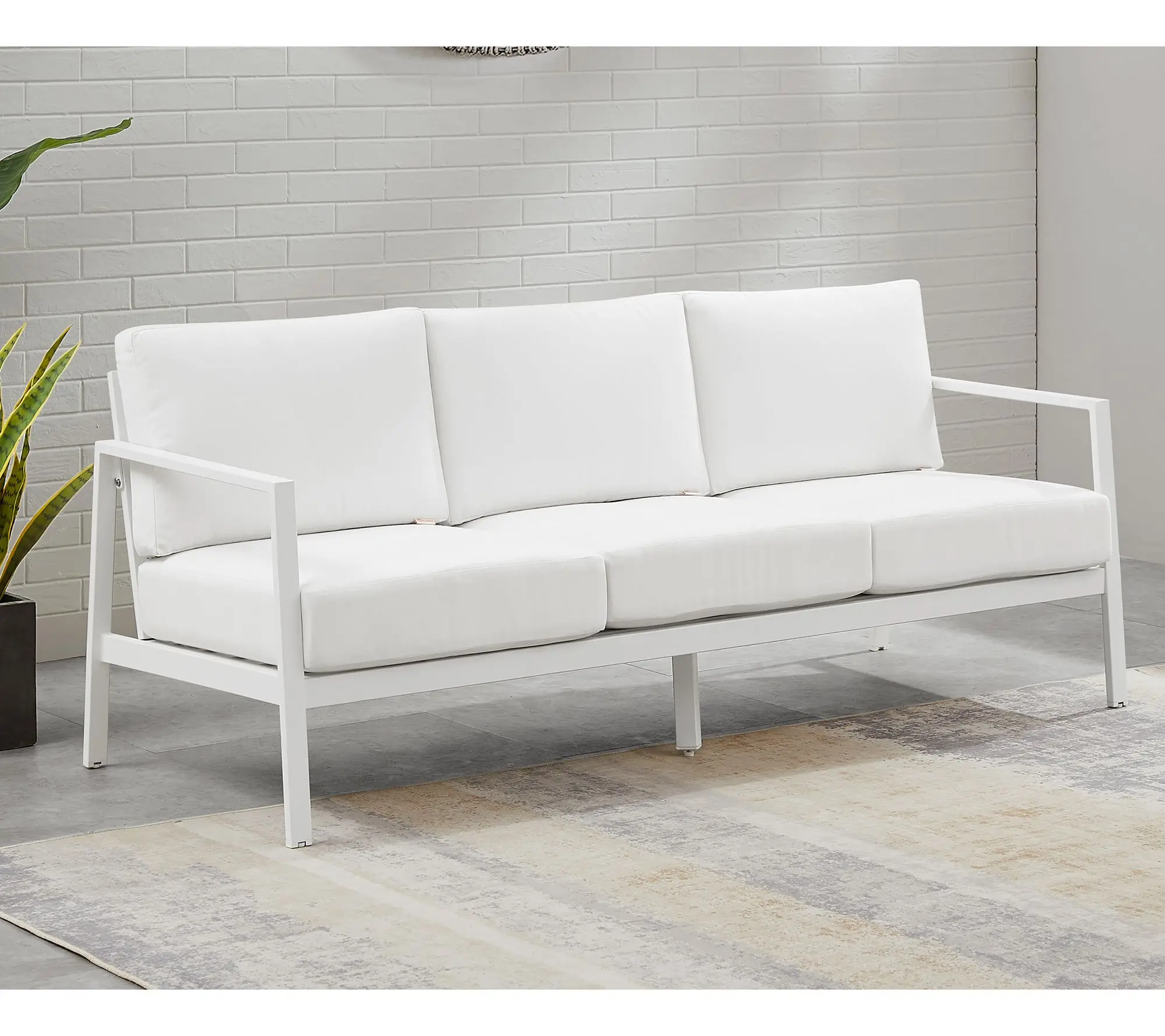 Linon Home Holland Aluminum 3 Seater Sofa