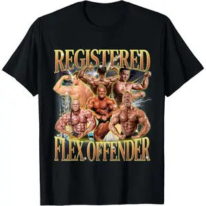 Registered Flex Offender Funny Workout Gym Meme Bodybuilder T-Shirt
