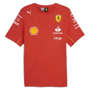 PUMA Mens Scuderia Ferrari Team Logo Crew Neck Short Sleeve Casual Tops Casual - Red