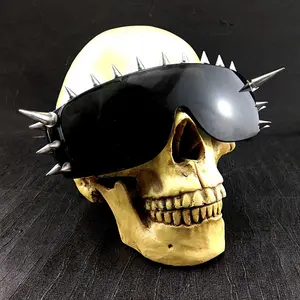 Cool Rock Punk Spike Sunglasses Metal Studded Moto Biker Glasses Black