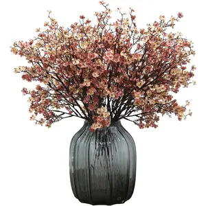 Babys Breath Silk Artificial Flowers Silk Flower 6 Bundle European Fake Flowers Decor Wedding Party Fall Stems Decoration Bouquets DIY Home Garden,Farmhouse,Living Room Decor (Beige Brown-6pcs)