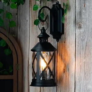 Metal Lamp 10'' Tall Decorative Cordless Table Lamps LED Edison Lights  Lamps with Metal Hook for  Decor Patio Garden Wedding Parties Indoor Outdoor(Black)