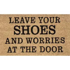 Leave Shoes and Worries Coir Doormat