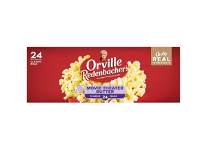 Orville Redenbacher’s Microwave Popcorn, Movie Theater Butter Flavor, 3g Fiber Per Serving, 3.29 oz., 24-Count