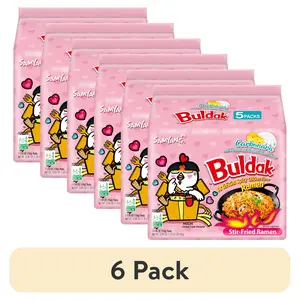 (6 pack) Samyang Spicy Chicken Noodle Carbonara Flavor Ramen, 4.58 oz, 5 Pack