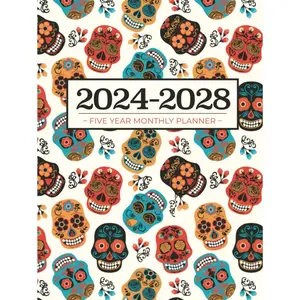 5 Year Monthly Planner 2024-2028 | Large | Sugar Skulls (hardcover): Calendar Book (US Federal Holidays, Moon Phases, Vision Board) Five Years / 60 Months: January 2024 – December 2028 Hardcover – August 28, 2023