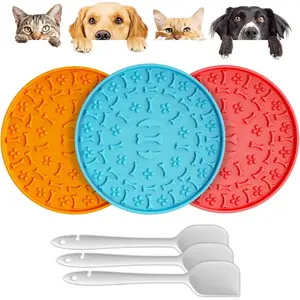 Lick Mat for Dogs & Cats 3 Pack -   Lick Mat with Suction Cups -  /Promotes  Eating/Frozen & Dishwasher Safe - Pet Peanut Butter Lick Pad LPFALASAT (Blue Orange Red)
