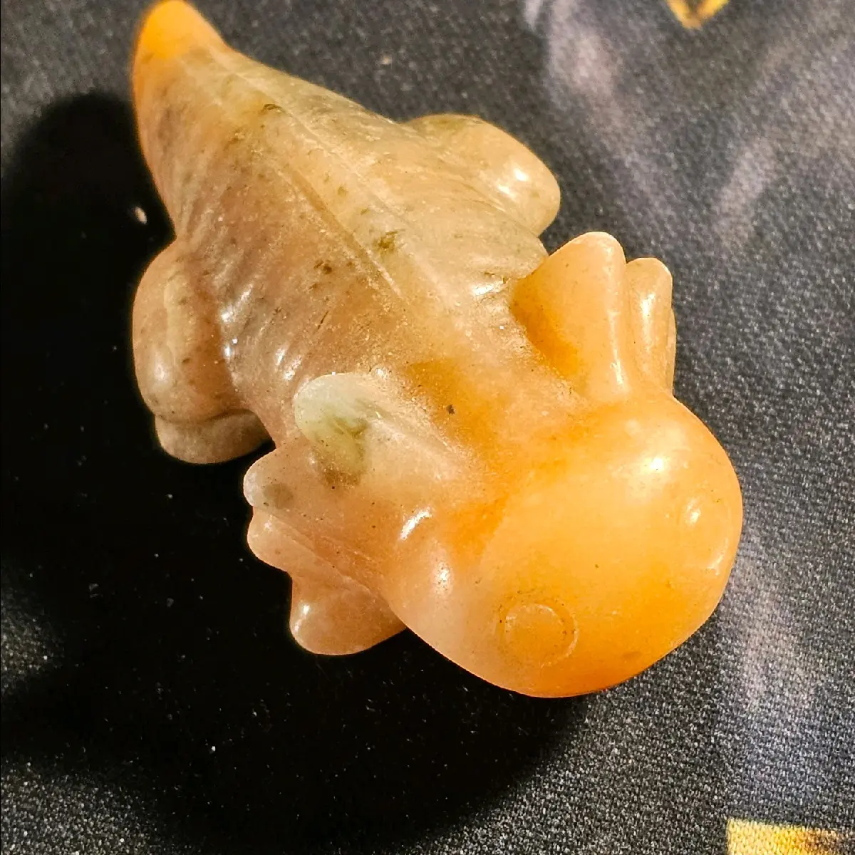 Orange Crystal sculpture Calcite Axolotl Home Ornament