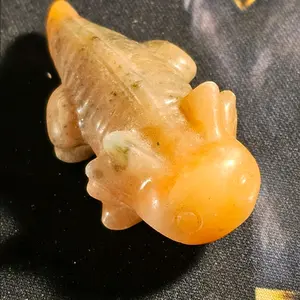 Orange Crystal sculpture Calcite Axolotl Home Ornament