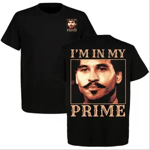 I'm in My Prime Doc Holliday Edition Double Sided Graphic Tee Vintage Washed Heavyweight Cotton Oversized Unisex Old West Tombstone Cowboy Western Streetwear Retro Country Loose Fit Short Sleeve Trendy Casual Daily Lifestyle Fashion Top Menswear Womenswea