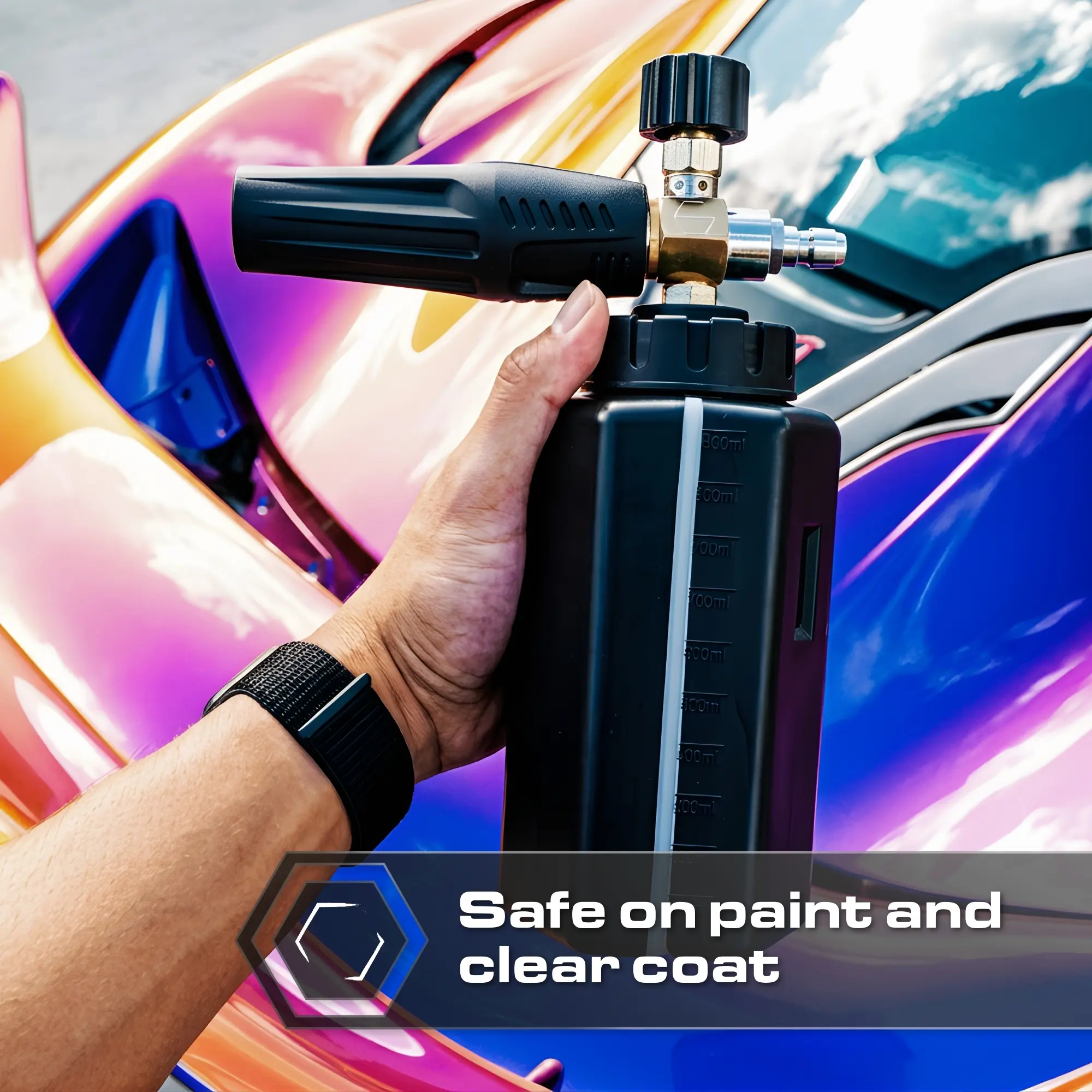 BLACKLINE Foam Cannon 2.0 – High-Performance Foam Cannon with 1000ml Capacity, Thick Shaving Cream-Like Foam, and 1/4" Quick Connect