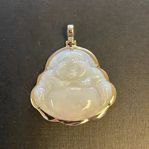 Natural jade Buddha 18kt gold au750 pendant